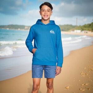 QUIKSILVER XLARGE YOUTH BOYS PULLOVER SWEATSHIRT WASHED HOODIE BLUE 18/20